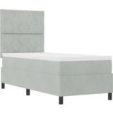 vidaXL Box Spring Postelja z Vzmetnico Svetlo Siva 80x200 cm Žamet | Shoptok.si