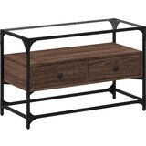 Maison Chic TV omarica - TV stojalo - Televizijska omarica s stekleno ploščo rjavi hrast 80x35x51 cm inž. les, (21701598) Cene