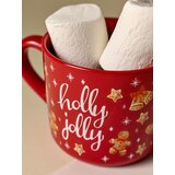 Sinsay Božićna keramička šalica s motivom medenjaka i natpisom „Holly Jolly“ | shoptok.hr