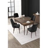Hanah home trpezarijski set Nex, sto na razvlačenje i 4 stolice, ploča u dekoru drveta Baroque, crna tkanina Babyface | Eponuda.com