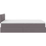 vidaXL Otomanski posteljni okvir z vzmetnico siv 120x200 cm um. usnje | Shoptok.si