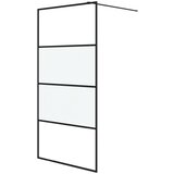 Pregrada za tuš crna 100 x 195 cm s napola mutnim staklom ESG | shoptok.hr