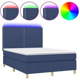  Krevet box spring s madracem LED plavi 140x200 cm od tkanine | shoptok.hr