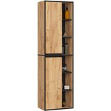 AKORD Vami Viseča Kopalniška Omarica, 2 Vrata In 6 Polic, Hrast Craft/Črna, (5000332684) | Shoptok.si