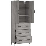 vidaXL Visoka komoda siva sonoma 69,5x34x180 cm inženirski les | Shoptok.si