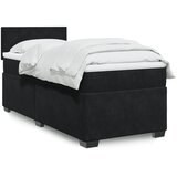 vidaXL Box spring postelja z vzmetnico črn 90x190 cm žamet | Shoptok.si