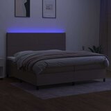  Krevet box spring s madracem LED smeđesivi 200x200 cm tkanina | shoptok.hr