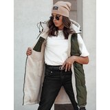 DStreet Kamizelka damska COSYVIVA długa z kapturem pikowana zielona | Shoptok.si