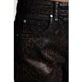 Trendyol Brown Leopard Foil Printed High Waist Wide Leg Jeans Cene