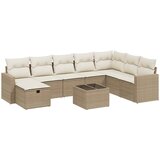  9-dijelni set vrtnih sofa s jastucima bež od poliratana 65.5 x 62 x 69 cm | Shoptok.si
