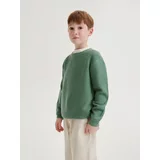 Reserved - Strukturirani pamučni džemper - bljedozeleno