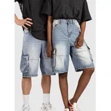 Relaxed Denim Cargo Kratke hlace new light blue dirty wsh