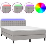  box spring s madracem LED svjetlosivi 140x200 cm tkanina | shoptok.hr