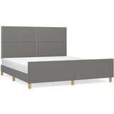 The Living Store Posteljni okvir z vzglavjem temno siv 160x200 cm blago - Posteljni Okvir Z Vzglavjem, (21531517) | Shoptok.si
