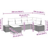 Sjedeća garnitura za vrt 6 kom. Crna poliratan 264 x 154 x 69 cm | shoptok.hr