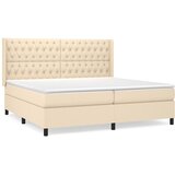  Krevet s oprugama i madracem krem 200 x 200 cm od tkanine | shoptok.hr