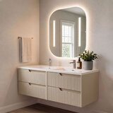Skye Decor Set kupaonskih ormarića s umivaonikom i ogledalom, 2 dijela, bež u