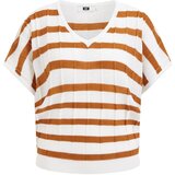 WE Fashion Pulover rjava / bela | Shoptok.si