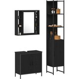  Kupaonske jedinice s umivaonikom 3 pcs Crna Konstruirano drvo | shoptok.hr