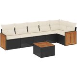 Maison Chic Seti vrtnega pohištva - Vrtna garnitura - Vrtni pohištvo set 7-delna z blazinami črn poli ratan, (21804158) | Shoptok.si