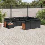  11-dijelni set vrtnih sofa od poliratana s jastucima crni | shoptok.hr