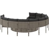  Vrtna sofa s jastucima okrugla sivi od poliratana | shoptok.hr