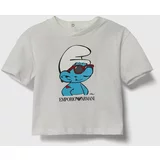 Emporio Armani Otroška bombažna majica x The Smurfs bež barva