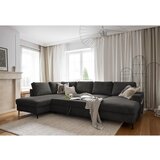 Miuform Temno siva raztegljiva kotna sedežna garnitura iz rebrastega žameta (levi kot) Lofty Lilly – | Shoptok.si