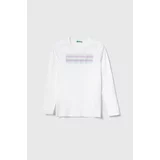 United Colors Of Benetton Otroška bombažna majica z dolgimi rokavi bela barva