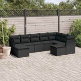 9-dijelni set vrtnih sofa s jastucima crni od poliratana | shoptok.hr