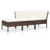 Maison Chic Seti vrtnega pohištva - Vrtna garnitura - Vrtni pohištvo set z blazinami 3-delna poli ratan rjava, (21795984) | Shoptok.si