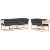  The Living Store Vrtna sedežna garnitura 5-delna z blazinami trdna borovina - Vrtna Sedežna Garnitura, (21451233) | Shoptok.si