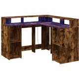  Radni stol s LED svjetlima boja hrasta 130x130x91 cm drveni | shoptok.hr