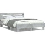 vidaXL Posteljni okvir z vzglavjem betonsko siv 120x200 cm inž. les | Shoptok.si