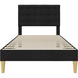  Krevetna konstrukcija s uzglavljem Crna 80 x 200 cm Tkanina | Eponuda.com