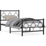  The Living Store Kovinski posteljni okvir z vzglavjem in vznožjem črn 90x190 cm - Posteljni Okvir, (21446490) | Shoptok.si