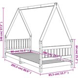  Okvir za dječji krevet crni 80 x 200 cm od masivne borovine | shoptok.hr