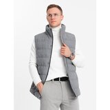 Ombre Męski pikowany bezrękawnik z wełną – szary melanż | shoptok.hr