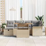 vidaXL set od 7 delova sofa za vrt s jastucima Bež Poli ratan | shoptok.hr