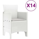 vidaXL Vrtna jedilna garnitura 15 pcs Bela Velik Ratan | Shoptok.si