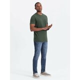 Ombre Casual men's t-shirt with patch pocket - dark olive cene