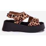 Boto Women's Sandals With Leopard Print On Platform Eco Suede Brown Karonia | Shoptok.si