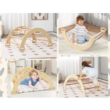  2-u-1 penjalica, ljuljačka s jastučićem, drvena penjalica i ljuljačka - prirodna | shoptok.hr