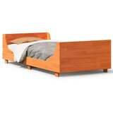 vidaXL Posteljni okvir brez vzmetnice voščeno rjav 75x190 cm borovina | Shoptok.si