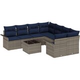  Vrtna sedežna garnitura z blazino 9 pcs Siva in mornarsko modra, (5000021214) | Shoptok.si