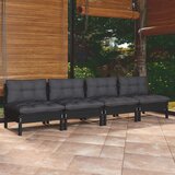 The Living Store Vrtni kavč štirised z antracitnimi blazinami trdna borovina - Vrtni Štirised, (21467980) | Shoptok.si
