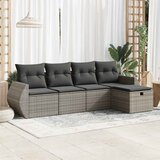 Maison Chic Seti vrtnega pohištva - Vrtna garnitura - Vrtni pohištvo set 5-delna z blazinami siv poli ratan, (21813827) | Shoptok.si