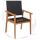  5-dijelni vrtni blagovaonski set od poliratana crno smeđi | shoptok.hr