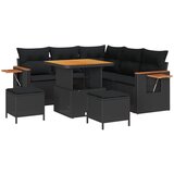 vidaXL 8-delni set vrtnih sofas s blazinami Črna Poli Ratan Akacija, 3-delni vrtni jedilni set s blazinami Črna Poli Ratan Akacija Cene