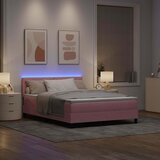  LED Box Spring Krevet s madracem Ružičasta 140 x 190 cm Baršun | shoptok.hr